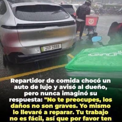 Repartidor choca un auto durante la lluvia: qué se sabe de la historia viral sobre la respuesta del dueño